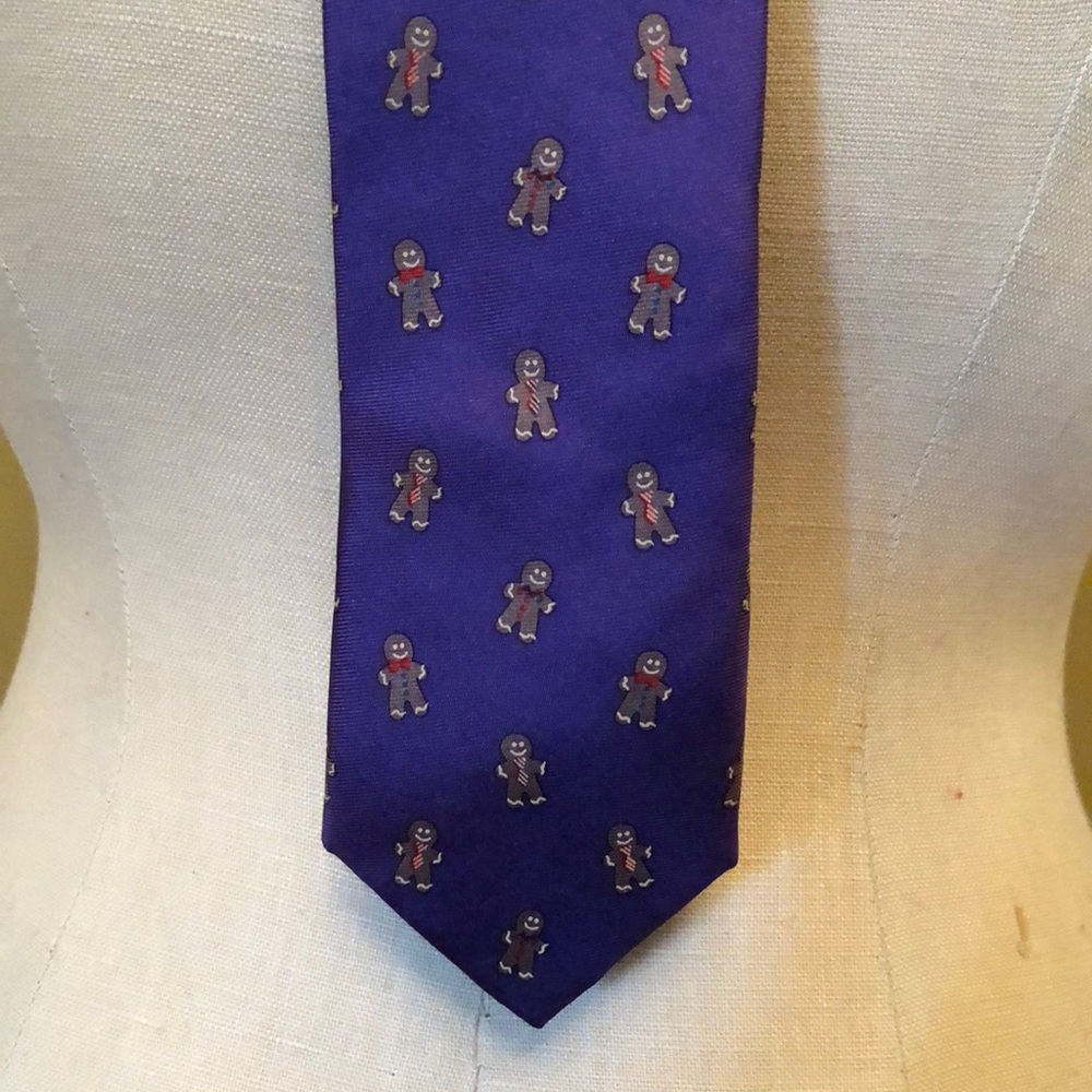 NWT J Crew Boy Blue Silk Gingerbread Man Neck Tie Child Christmas